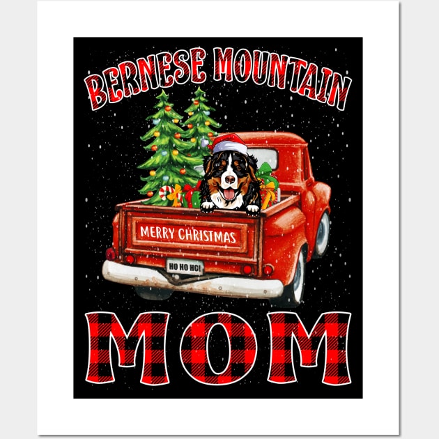 Christmas Bernese Mountain Mom Santa Hat Truck Tree Plaid Dog Mom Christmas Wall Art by intelus